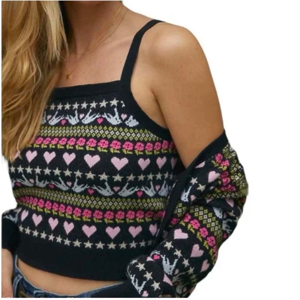 Anthropologie Maeve Cropped Black Sweater Tank M
